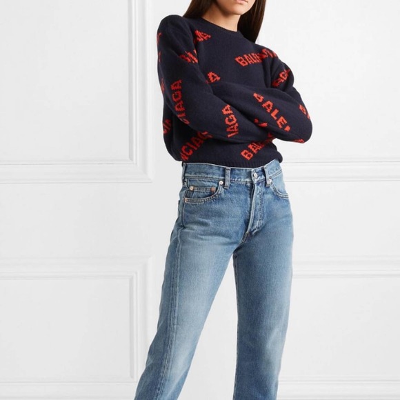 BALENCIAGA logo intarsia wool blend sweater - Picture 2 of 5